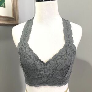 Free People Intimately Grey Racerback Lace Bralette Bra Size Medium